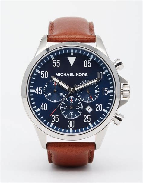 michael kors mk8362 gage chronograph brown leather strap watch|Men's Chronograph Gage Brown Leather Strap Watch 45mm .